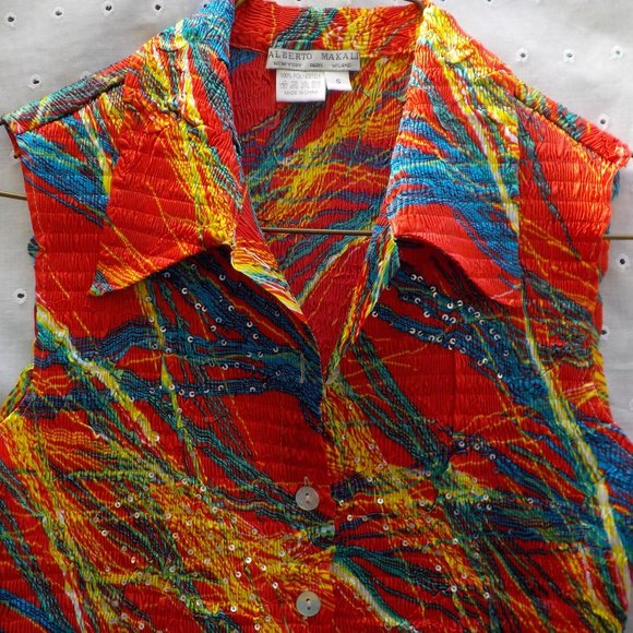 EUC Alberto Makali  Button Front Sleeveless Top SZ S - Picture 3 of 12